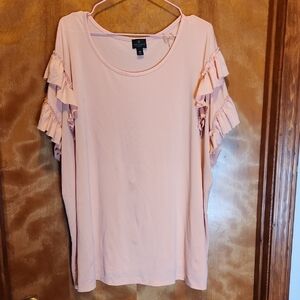 Women's Pink Ruffle Sleeve Top